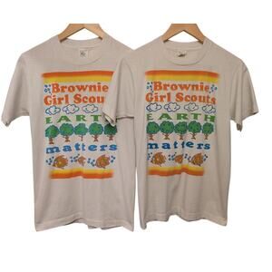 Lot of 2 Vintage 90s‎ Girl Scouts Brownie Earth Matters Tee Shirts Y2K